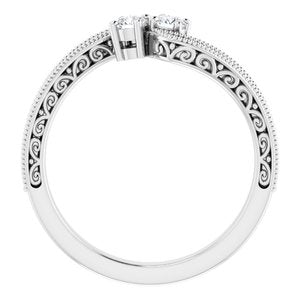 14K White Gold 2.8 mm Round Two-Stone Accented Engagement Ring. 123121:120:P