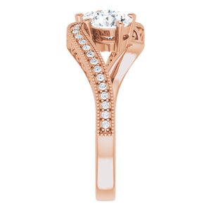 14K Rose Gold 5.5 mm Round Two-Stone Accented Engagement Ring. 123121:284:P