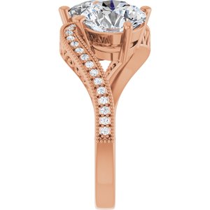 14K Rose Gold 8 mm Round Two-Stone Accented Engagement Ring. 123121:569:P