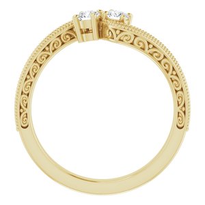 14K Yellow Gold 3 mm Round Two-Stone Accented Engagement Ring. 123121:136:P