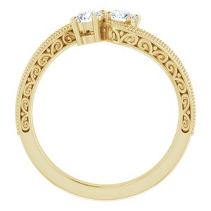 14K Yellow Gold 3.5 mm Round Two-Stone Accented Engagement Ring. 123121:181:P