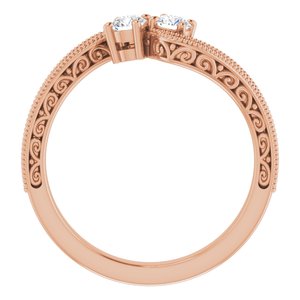 14K Rose Gold 3.2 mm Round Two-Stone Accented Engagement Ring. 123121:149:P