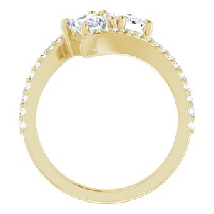14K Yellow Gold 6x4 mm Emerald Two-Stone Accented Engagement Ring. 123077:571:P