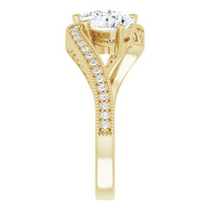 14K Yellow Gold 6 mm Round Two-Stone Accented Engagement Ring. 123121:511:P