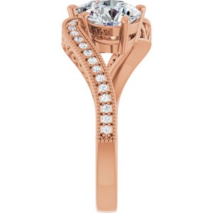 14K Rose Gold 6.5 mm Round Two-Stone Accented Engagement Ring. 123121:524:P