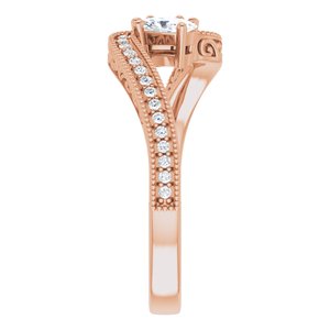 14K Rose Gold 5x3 mm Oval Two-Stone Accented Engagement Ring. 123121:659:P