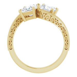 14K Yellow Gold 5 mm Square Two-Stone Accented Engagement Ring. 123121:1141:P