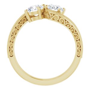 14K Yellow Gold 5.2 mm Round Two-Stone Accented Engagement Ring. 123121:271:P