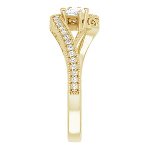 14K Yellow Gold 3 mm Square Two-Stone Accented Engagement Ring. 123121:1051:P