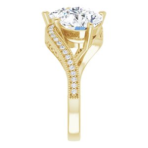 14K Yellow Gold 8.8 mm Round Two-Stone Accented Engagement Ring. 123121:601:P
