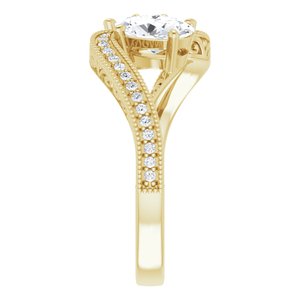 14K Yellow Gold 7x5 mm Oval Two-Stone Accented Engagement Ring. 123121:691:P