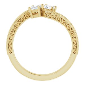 14K Yellow Gold 3 mm Square Two-Stone Accented Engagement Ring. 123121:1051:P