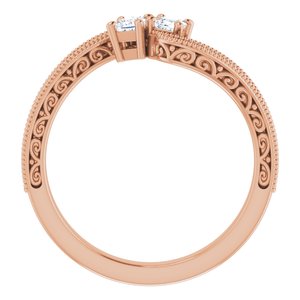 14K Rose Gold 2.5 mm Square Two-Stone Accented Engagement Ring. 123121:1019:P