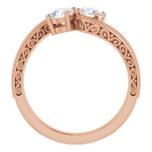 14K Rose Gold 4.4 mm Round Two-Stone Accented Engagement Ring. 123121:239:P