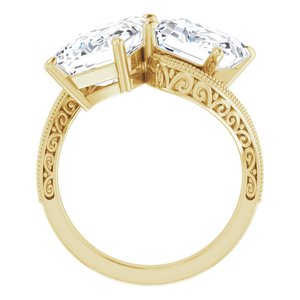 14K Yellow Gold 10x8 mm Emerald Two-Stone Accented Engagement Ring. 123121:1006:P