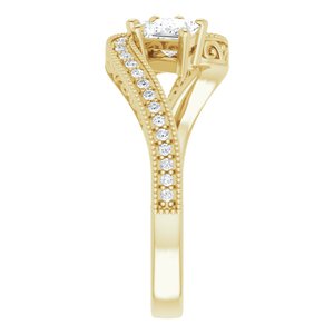 14K Yellow Gold 3.75 mm Square Two-Stone Accented Engagement Ring. 123121:1096:P