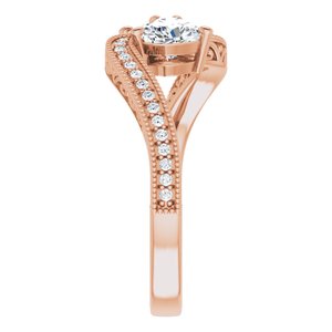 14K Rose Gold 5x5 mm Heart Two-Stone Accented Engagement Ring. 123121:404:P