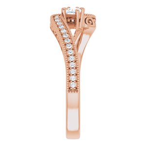 14K Rose Gold 2.5 mm Square Two-Stone Accented Engagement Ring. 123121:1019:P