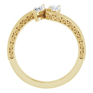 14K Yellow Gold 7x3.5 mm Marquise Two-Stone Accented Engagement Ring. 123121:1306:P