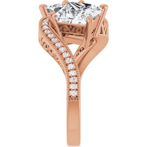 14K Rose Gold 7 mm Square Two-Stone Accented Engagement Ring. 123121:1199:P