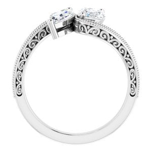 14K White Gold 9x4.5 mm Marquise Two-Stone Accented Engagement Ring. 123121:1335:P