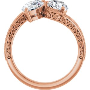 14K Rose Gold 8x6 mm Pear Two-Stone Accented Engagement Ring. 123121:359:P