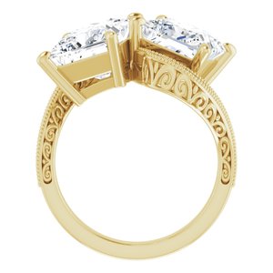 14K Yellow Gold 8 mm Square Two-Stone Accented Engagement Ring. 123121:1231:P