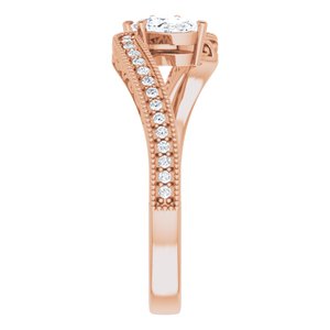14K Rose Gold 5x3 mm Pear Two-Stone Accented Engagement Ring. 123121:314:P