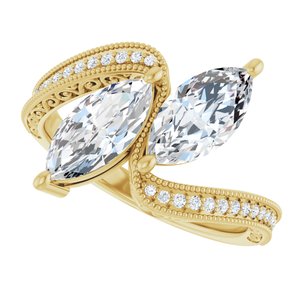 14K Yellow Gold 10x5 mm Marquise Two-Stone Accented Engagement Ring. 123121:301:P