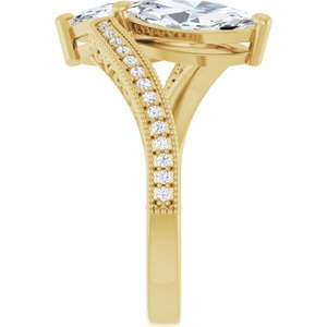 14K Yellow Gold 10x5 mm Marquise Two-Stone Accented Engagement Ring. 123121:301:P