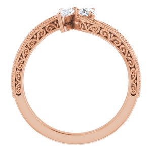 14K Rose Gold 5x3 mm Pear Two-Stone Accented Engagement Ring. 123121:314:P