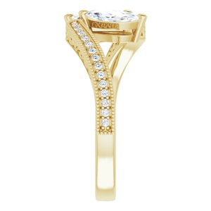 14K Yellow Gold 7x3.5 mm Marquise Two-Stone Accented Engagement Ring. 123121:1306:P