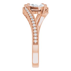 14K Rose Gold 6x3 mm Marquise Two-Stone Accented Engagement Ring. 123121:1274:P