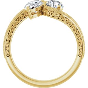 14K Yellow Gold 7x5 mm Pear Two-Stone Accented Engagement Ring. 123121:346:P