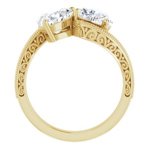 14K Yellow Gold 7x7 mm Heart Two-Stone Accented Engagement Ring. 123121:436:P