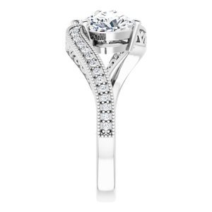 14K White Gold 6x6 mm Heart Two-Stone Accented Engagement Ring. 123121:420:P