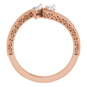 14K Rose Gold 6x3 mm Marquise Two-Stone Accented Engagement Ring. 123121:1274:P
