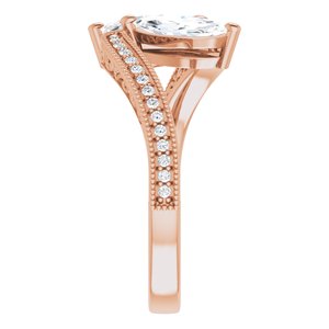 14K Rose Gold 8x4 mm Marquise Two-Stone Accented Engagement Ring. 123121:1319:P