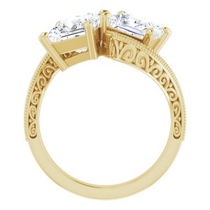 14K Yellow Gold 6.5 mm Square Two-Stone Accented Engagement Ring. 123121:1186:P
