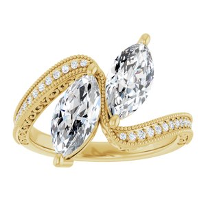 14K Yellow Gold 10x5 mm Marquise Two-Stone Accented Engagement Ring. 123121:301:P