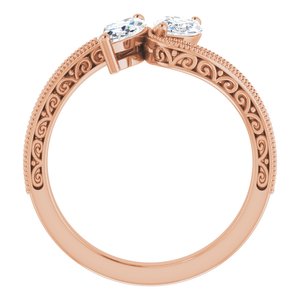 14K Rose Gold 8x4 mm Marquise Two-Stone Accented Engagement Ring. 123121:1319:P