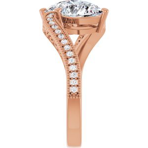 14K Rose Gold 8x6 mm Pear Two-Stone Accented Engagement Ring. 123121:359:P