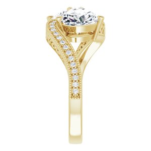 14K Yellow Gold 7x7 mm Heart Two-Stone Accented Engagement Ring. 123121:436:P