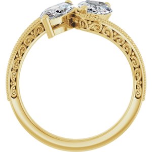 14K Yellow Gold 10x5 mm Marquise Two-Stone Accented Engagement Ring. 123121:301:P