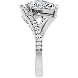 14K White Gold 9x6 mm Pear Two-Stone Accented Engagement Ring. 123121:375:P