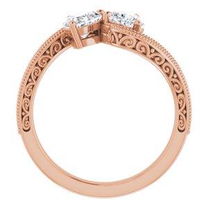 14K Rose Gold 5x5 mm Heart Two-Stone Accented Engagement Ring. 123121:404:P