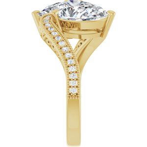 14K Yellow Gold 10x7 mm Pear Two-Stone Accented Engagement Ring. 123121:391:P