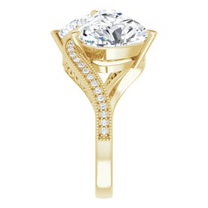 14K Yellow Gold 10x10 mm Heart Two-Stone Accented Engagement Ring. 123121:481:P