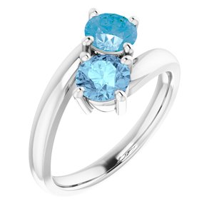 14K White Gold Natural Aquamarine & Natural Swiss Blue Topaz Ring. 71808:60001:P