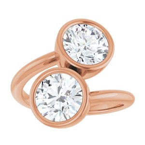 14K Rose Gold 7.4 mm Round Bezel-Set Two Stone Engagement Ring. 123099:230:P